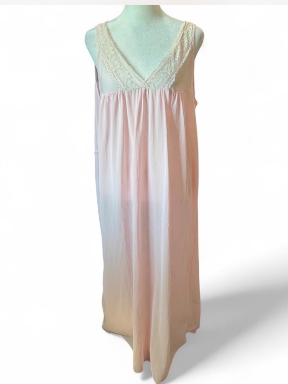 Vintage Classic Lace-Trim Long Nightgown - Pink